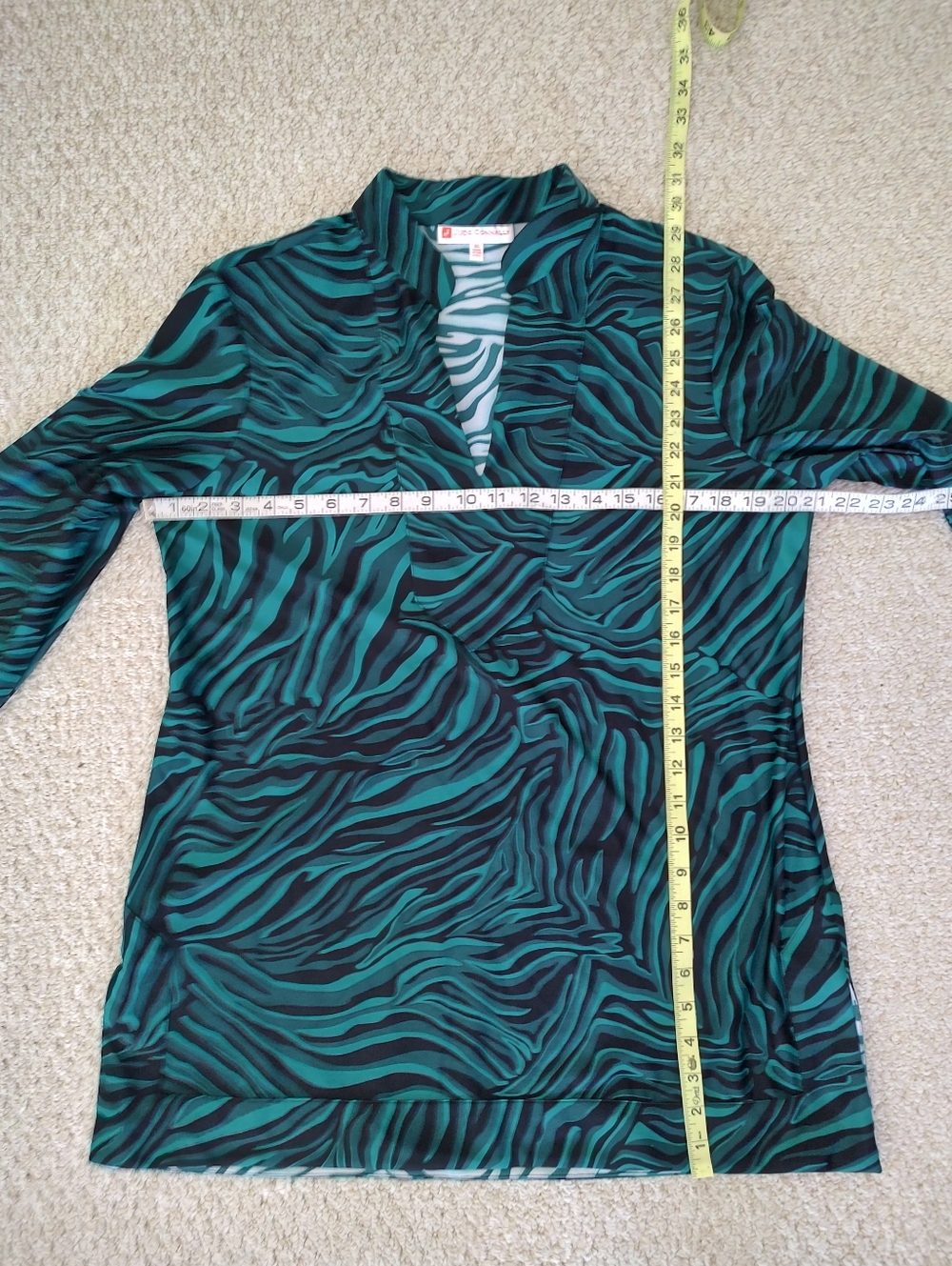 Jude Connally Chris Tunic Top Jade Zebra Animal Print Green Black XL - Picture 7 of 8